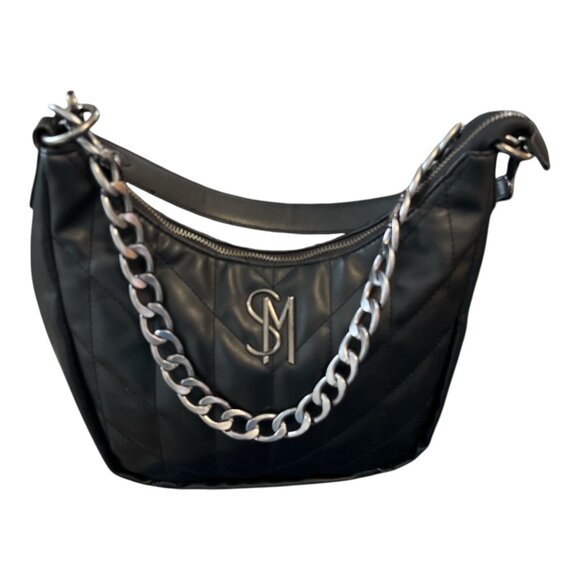 Steve Madden Quilted Black Shoulder Bag – Gunmetal Chain Strap - Picture 1 of 13
